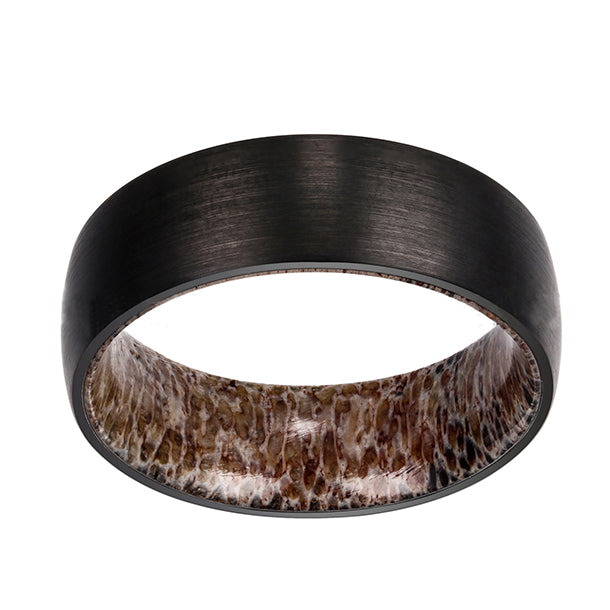 Black Tungsten Antler Ring: Unique Wedding Band for Men