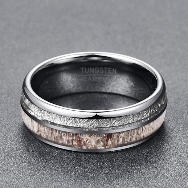 SagaBands The IBEX Antler and Meteorite Tungsten Ring
