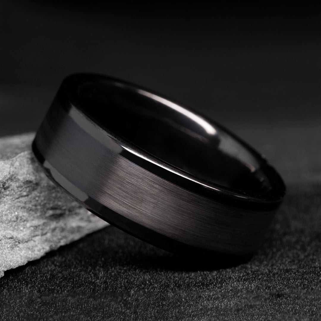 Saga Bands Black Tungsten Ring - Modern and Masculine Wedding Band