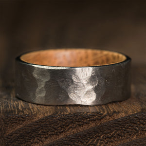 Titanium ring with whiskey barrel wood inlay - The Titan
