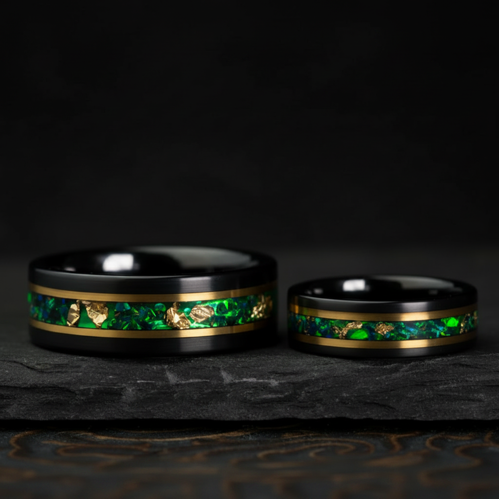 8mm & 6mm 绿宝石戒指组合 1:1