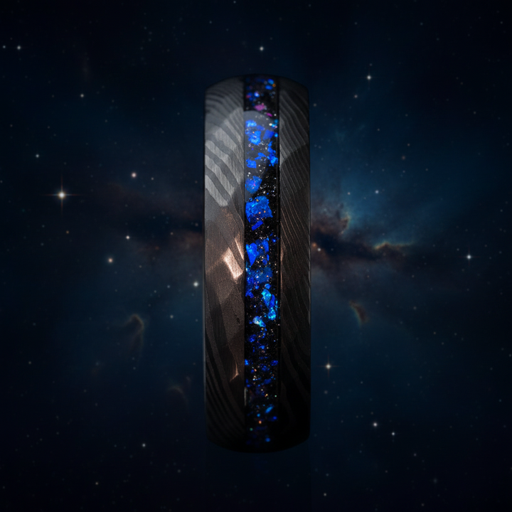 THE DARK MOON | Black Damascus & Alexandrite Men's Ring