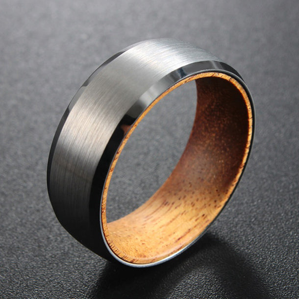 THE SAVIOR | Men's Tungsten and Tulipwood Wedding Band | Saga Bands