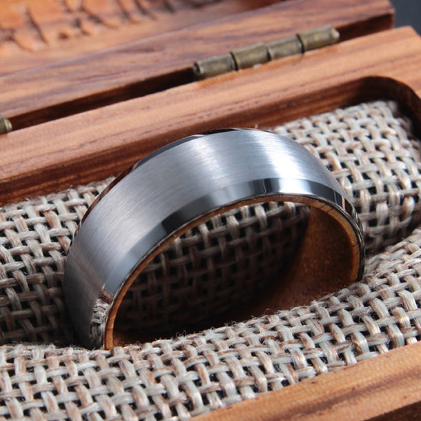 THE SAVIOR | Men's Tungsten and Tulipwood Wedding Band | Saga Bands