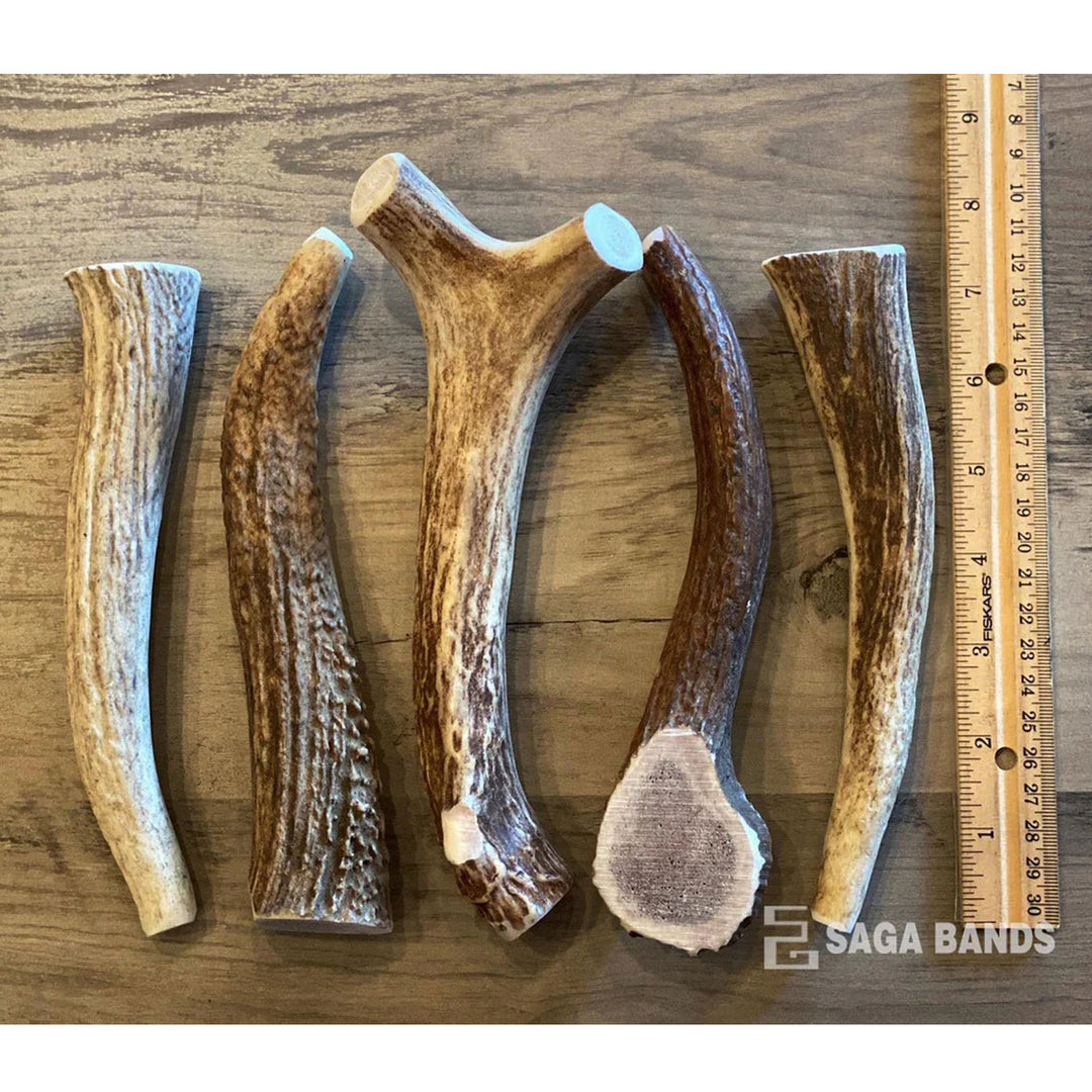 Naturally shed antler pieces for ring making