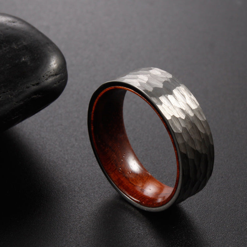 THE HERO | Silver Tungsten And Brazilian Rose Wood Wedding Band | Saga Bands