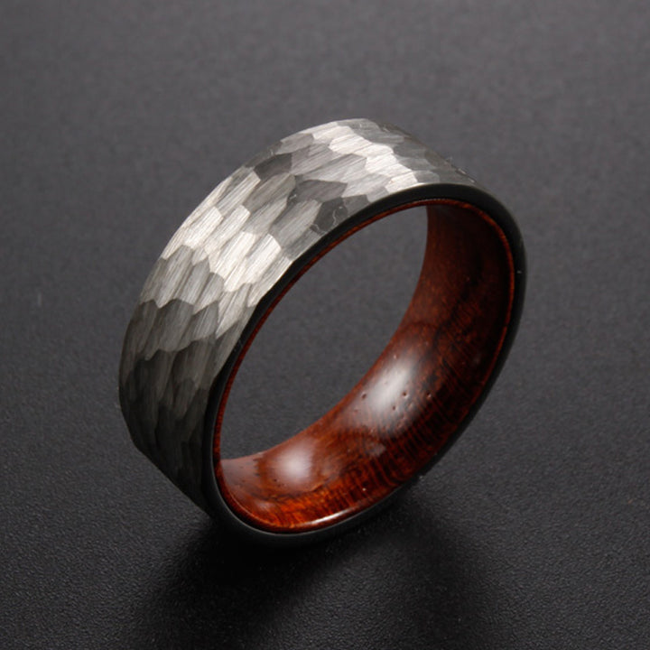 THE HERO | Silver Tungsten And Brazilian Rose Wood Wedding Band | Saga Bands