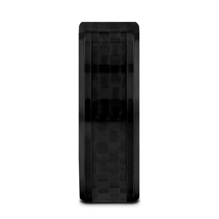 Black carbon fiber ring, side profile
