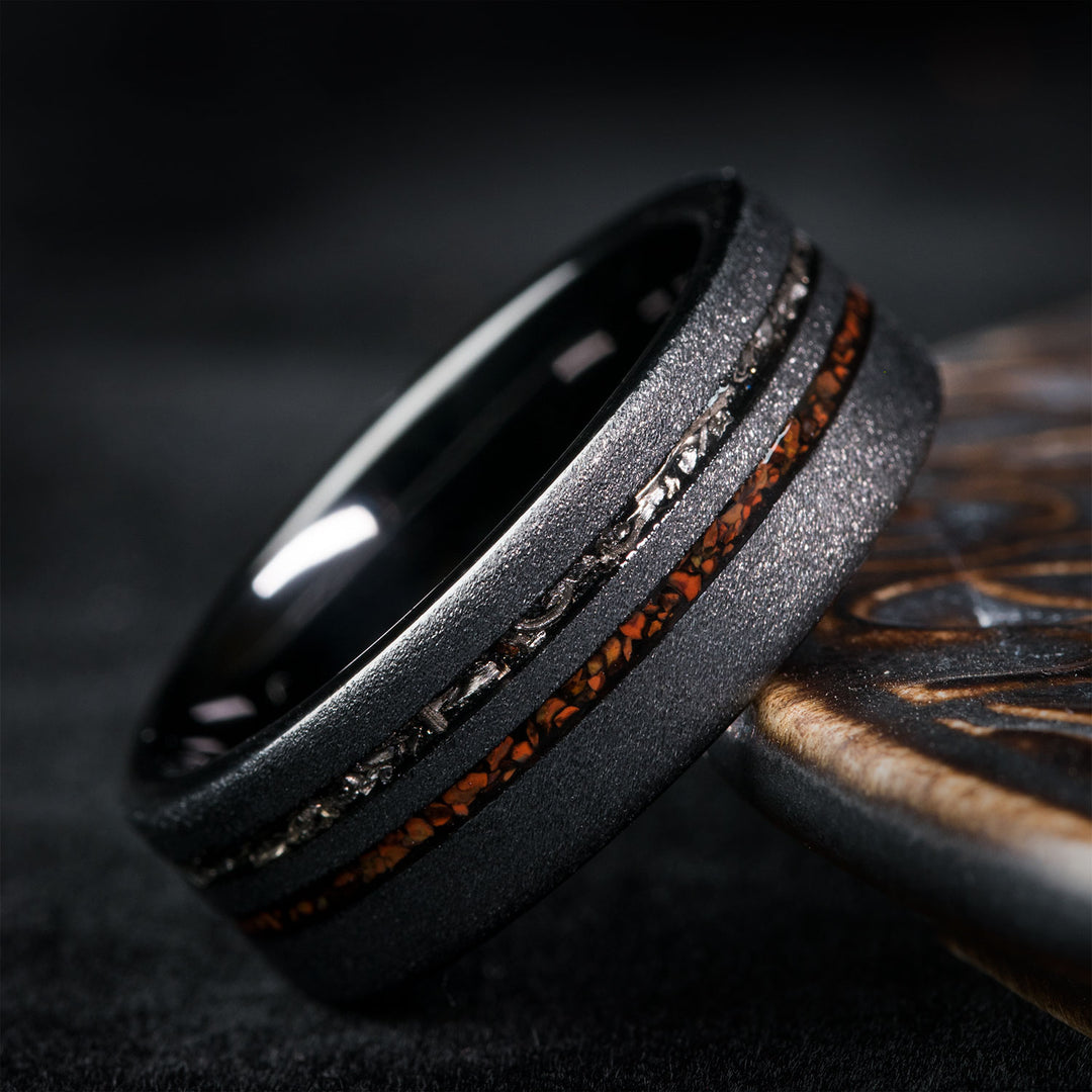 THE ICEFIREDRAGON Meteorite And Dinosaur Bone Ring sagabands