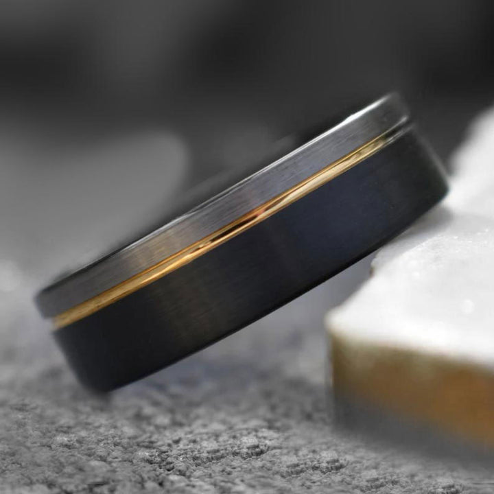Close-up of The Journeyman tungsten ring