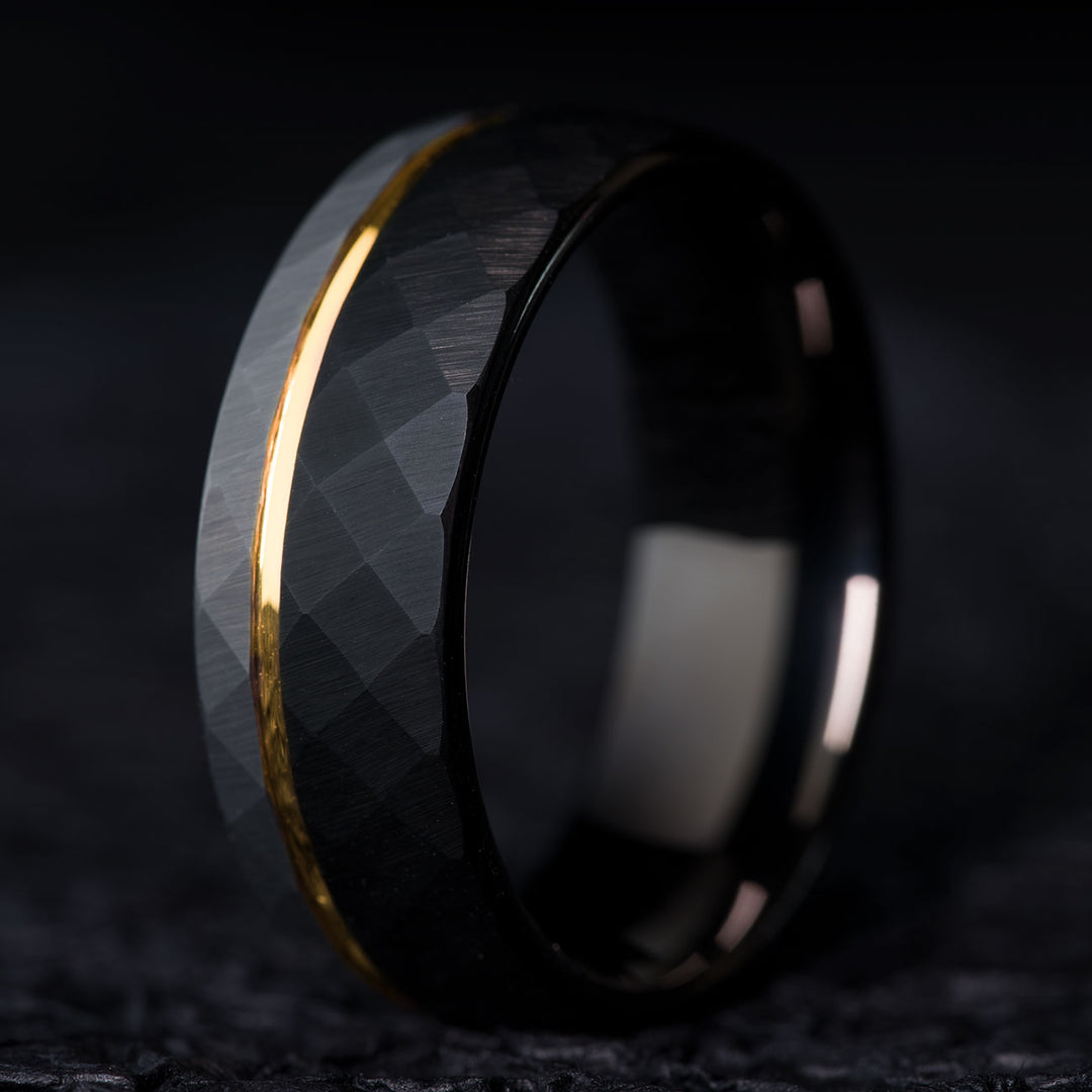 Black and gold tungsten wedding ring - THE SERGEANT
