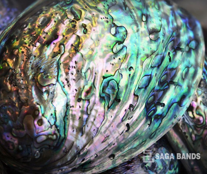 Close-up of abalone shell used in The Wizard ring